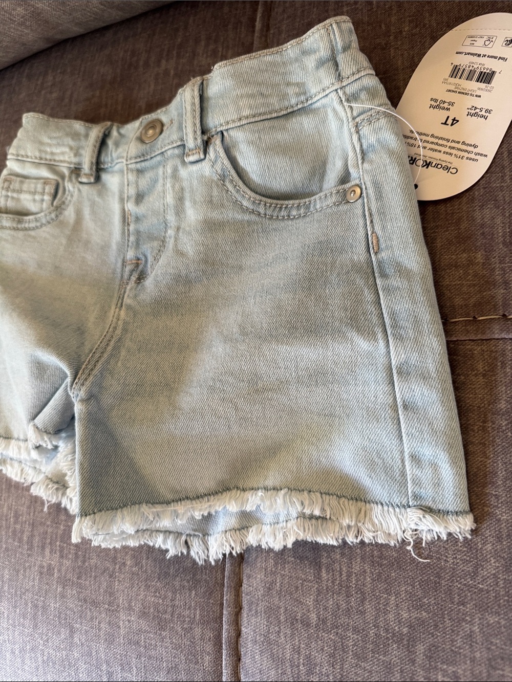 wonder nation Light Blue Denim Frayed Hem Shorts - Picture 4 of 4